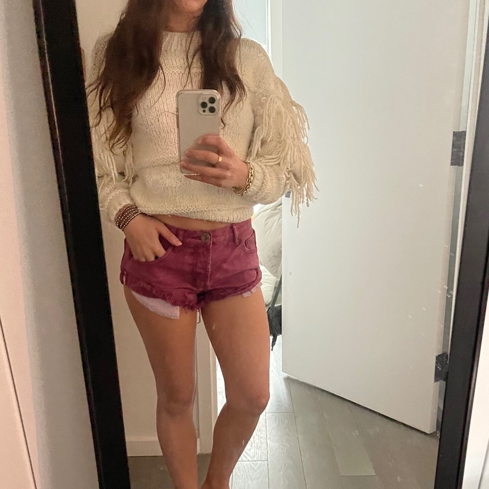 One Teaspoon ‘Bandits’ burgundy denim shorts